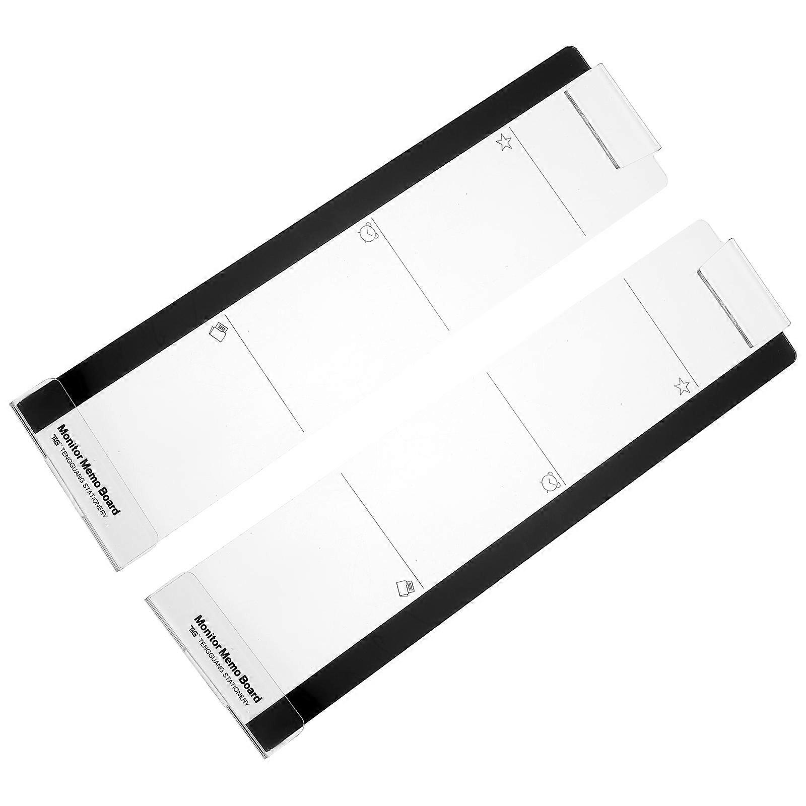 Transparent Message Boards with Adhesive Memo Holders – 2PCS Desk Organizer Clips for Computer Monitor, Easy Stick & Tear, Protective Film for Office