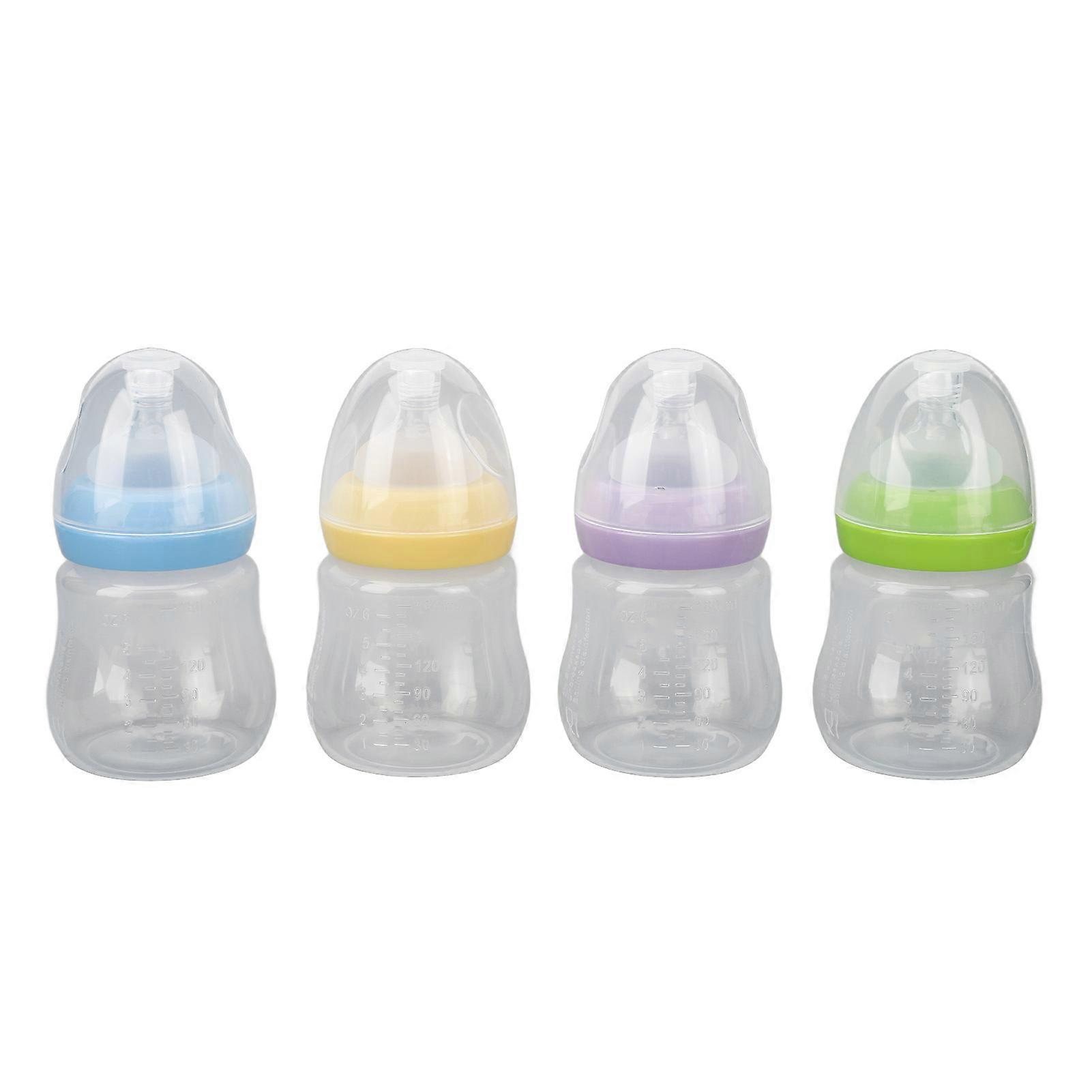 Feeding Bottles Set Multi Colors 4 Nipples PP Double Scale Baby Bottles Gift Set for Infants