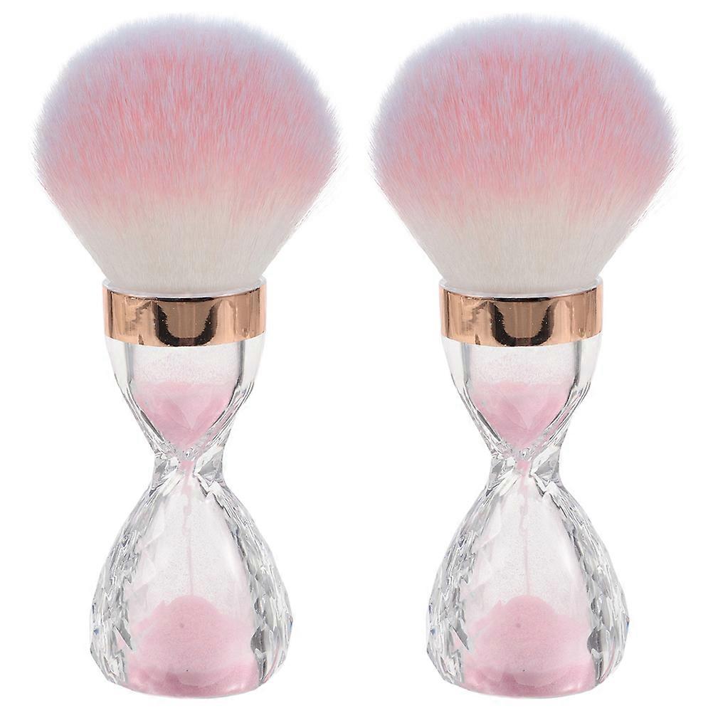 2pcs Pink Nail Art Dust Brushes for Gentle Acrylic Powder Removal, Multi Purpose Cleaning Tool for Cosmetics and Nail Care, Soft Material for Skin