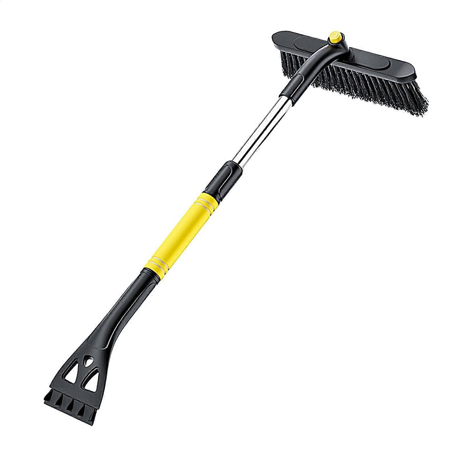 Ice scraper for car windshield, telescopic snow brush detachable ice scraper portable ice scraper with handle, versatile snow brush yellow