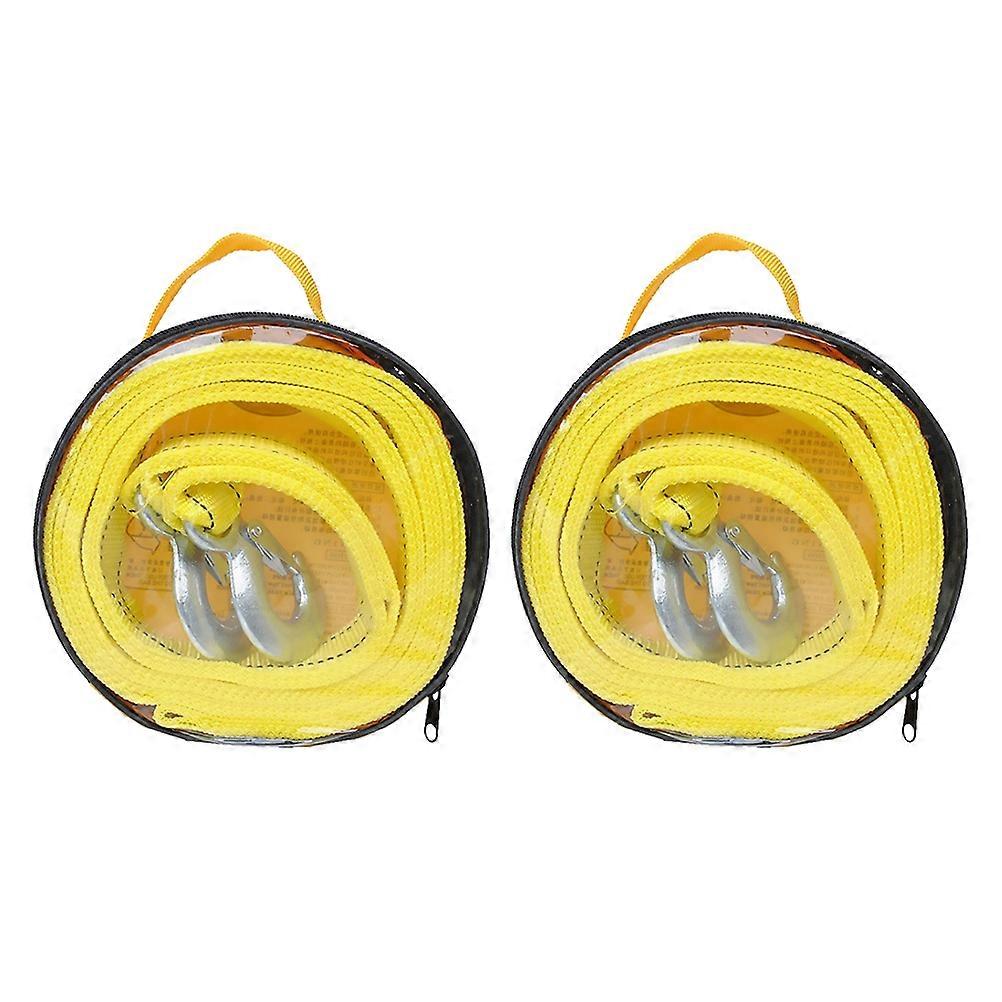 Sturdy 2 Pack Winch Rope Durable Car Pulling Strap for Off Road Trailers High Toughness Yellow Rope with Shaped Hook for Easy Installation and