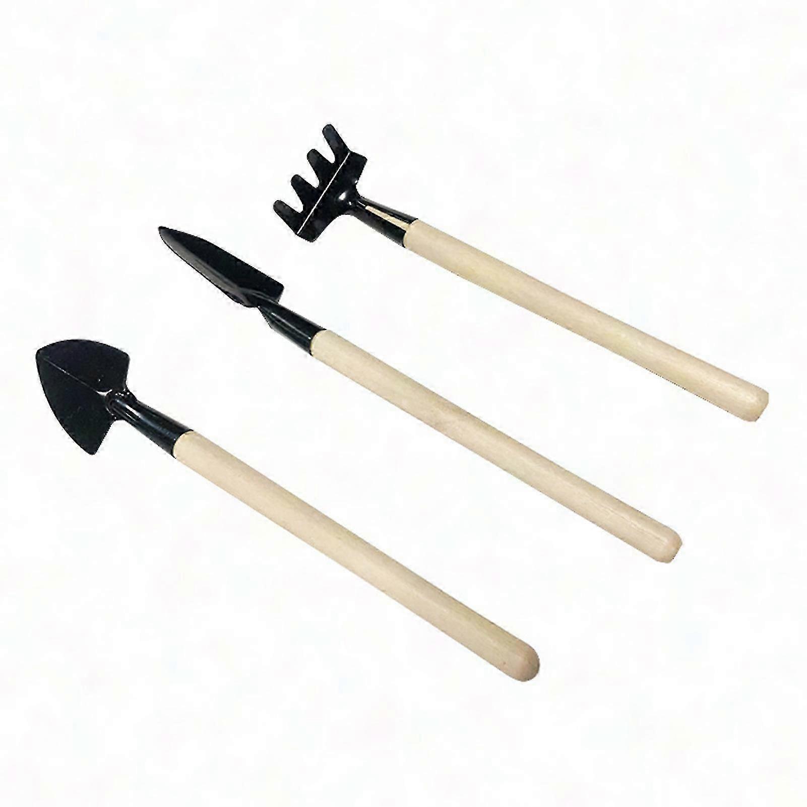 3 stk Mini Plantespader - Rustsikkert Anti-Skli Trehåndtak For Ugress Hagearbeid