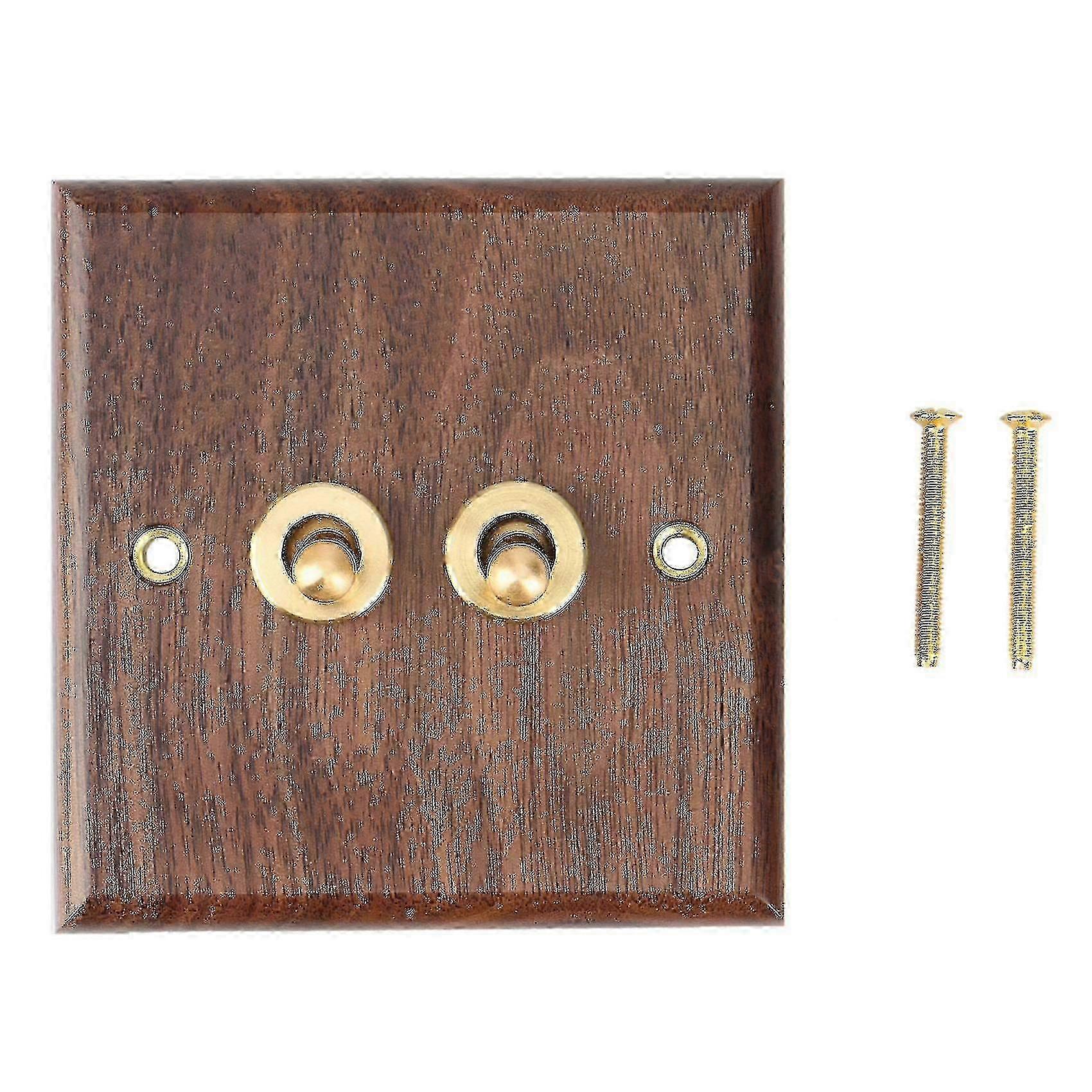 Retro American Industrial Style Light Switch Socket, Solid Wood Brass Toggle Switch Plate, Antique hwy