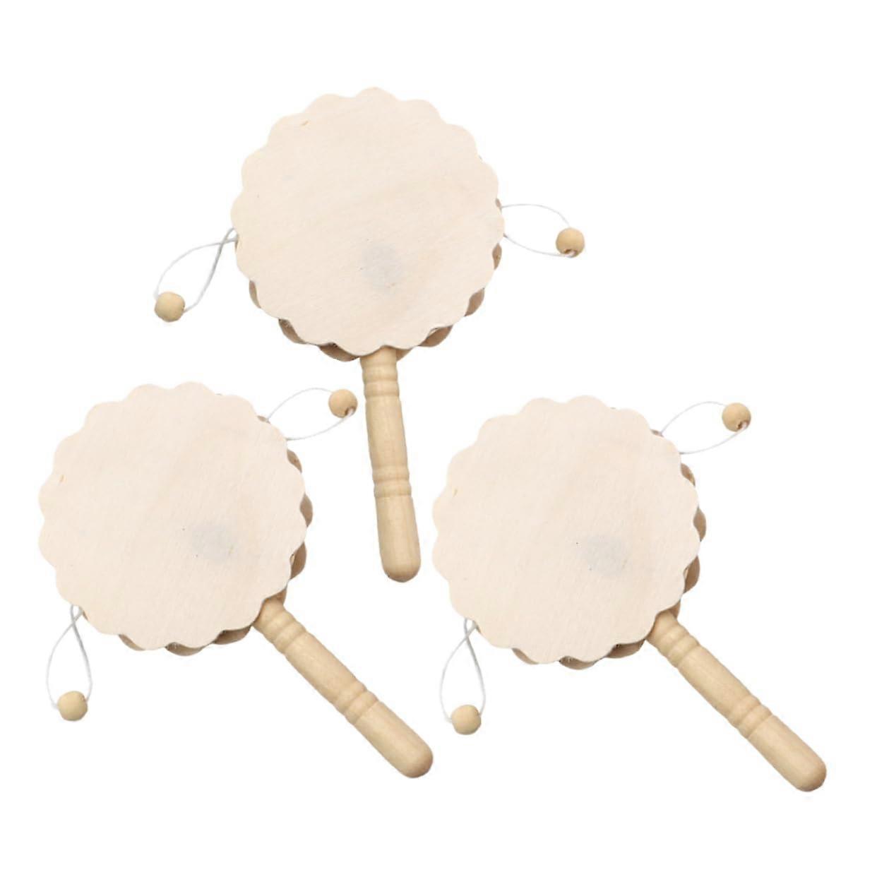 3piece unfinished wooden rattle drums DIY painting and crafting for creative projects and playgroups