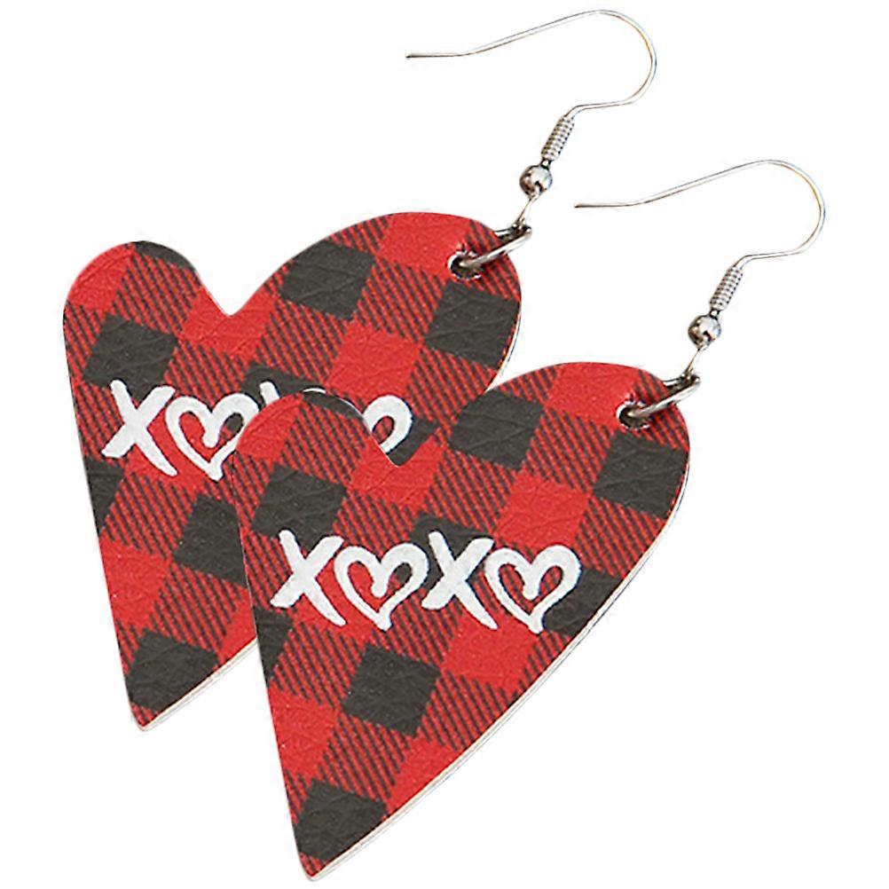 Dangling Earrings Elegant Design Plaid Heart Style For Evening Parties 1Pair