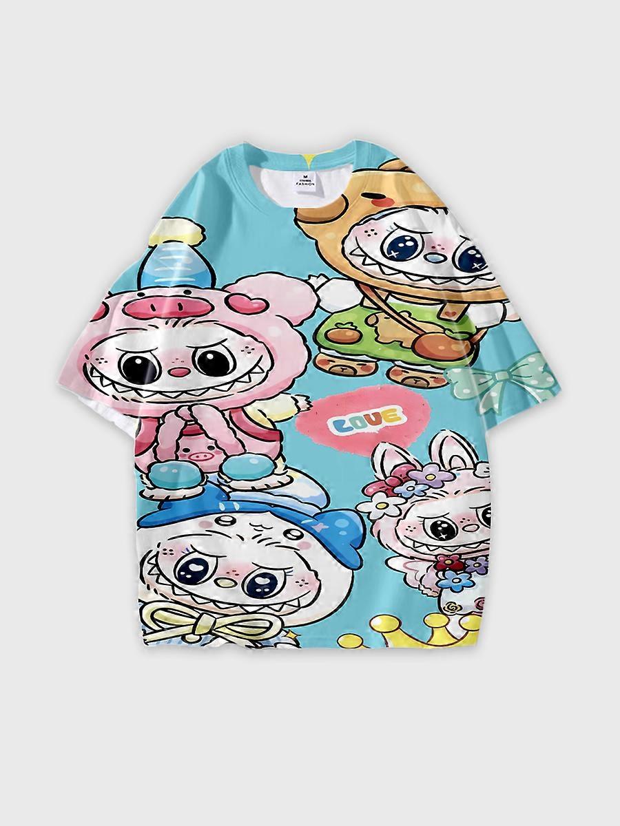 T-shirt round neck Pattern loose short sleeve P2908