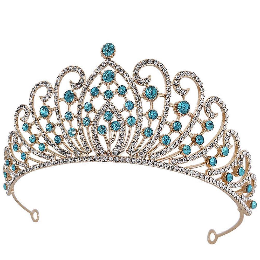 Skyblue Rhinestone Tiara for Women Wedding Bride Crown with Zinc Alloy Material and Comfortable Fit