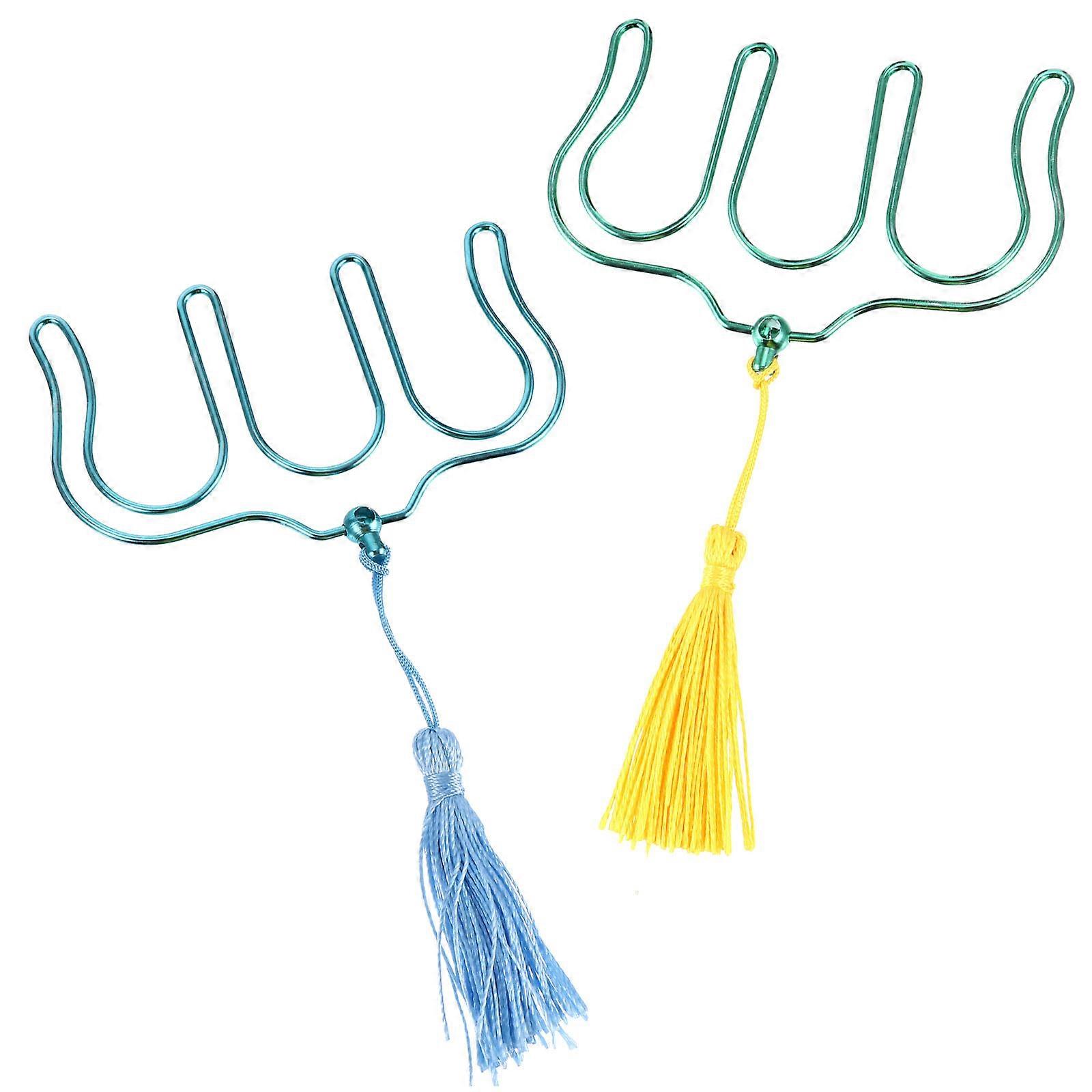 Iron Music Book Clip with Tassel for Decor Assorted Color 2pcs 6 x 1.5 inches