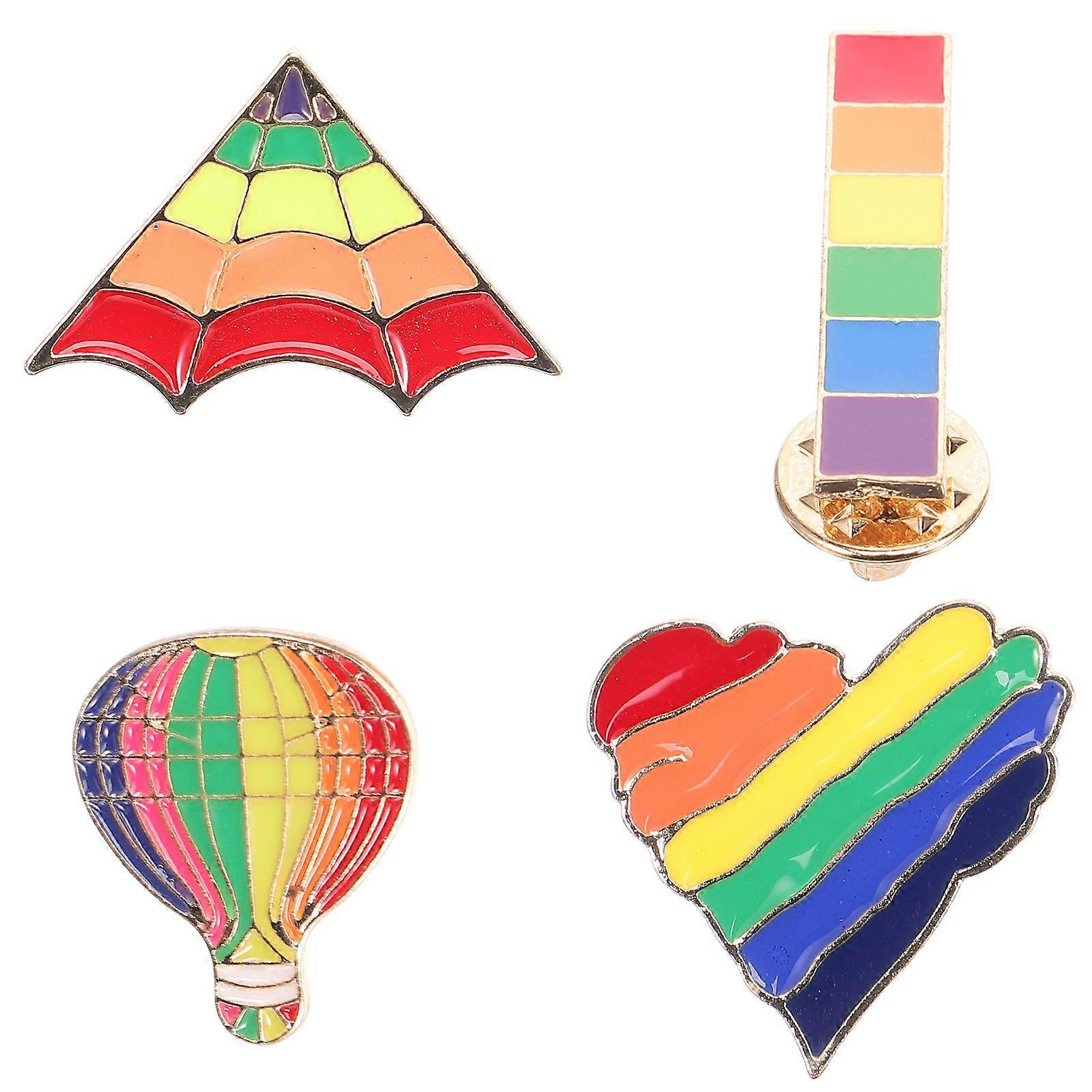 Chic Decorative Brooch Pins 4Pcs For Community Weddings Heart And Kite Shapes