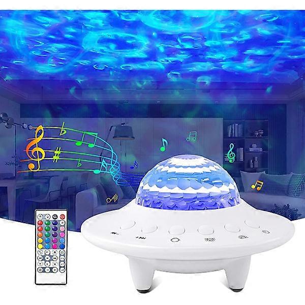 Lampada proiettore UFO, proiettore a stella LED con lettore musicale che cambia colore con Bluetooth e timer e telecomando per feste per bambini e adulti (bianco