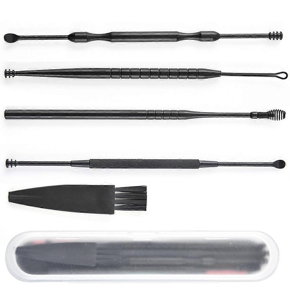 Stainless Steel Doubleend Ear Spoon for Cleaning Use Black Durable Easy to Clean Portable Lightweight