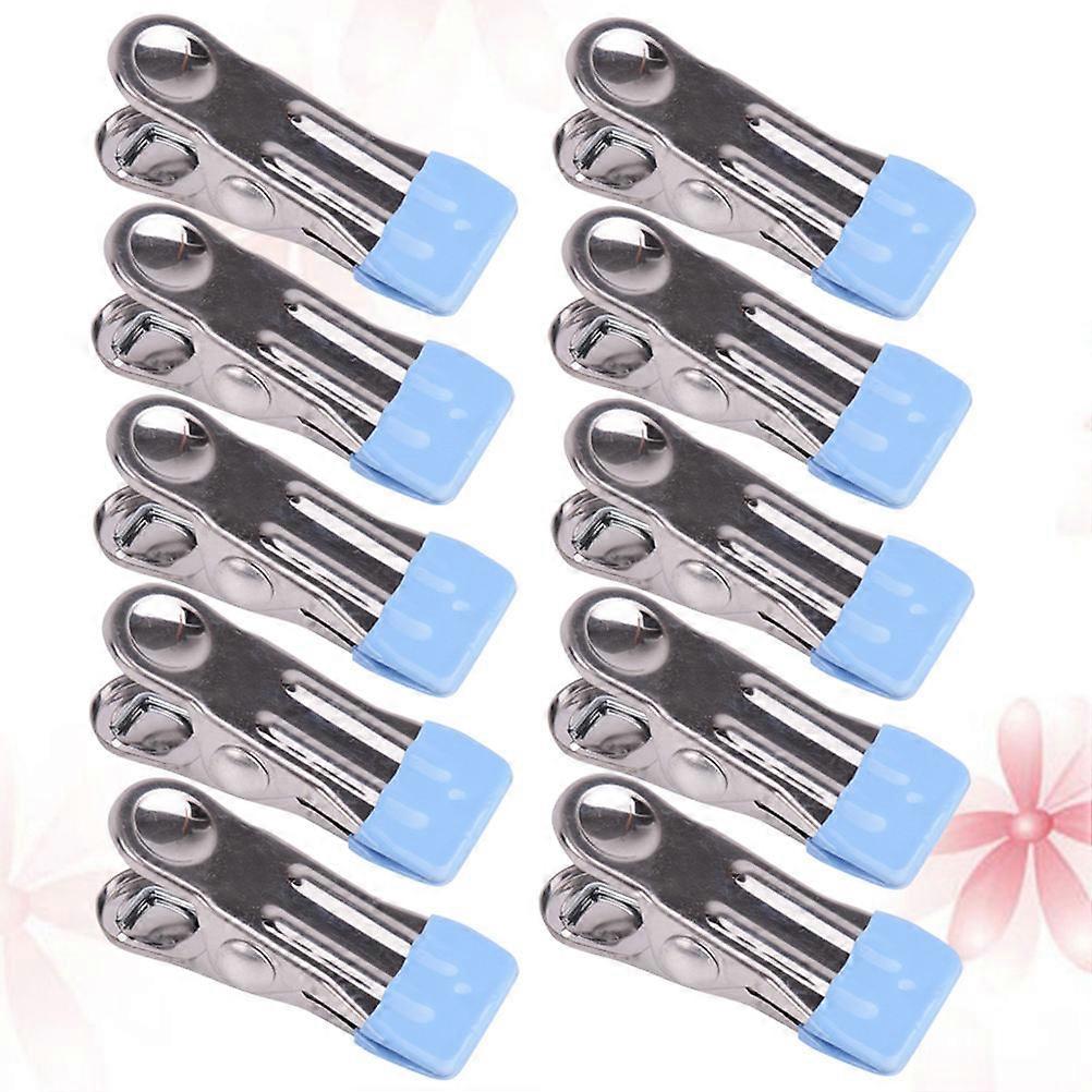 Multifunctional Windproof Metal Clothes Clips with Nonslip Design for Drying Socks Towels and Baby Clothes 10pcs Blue