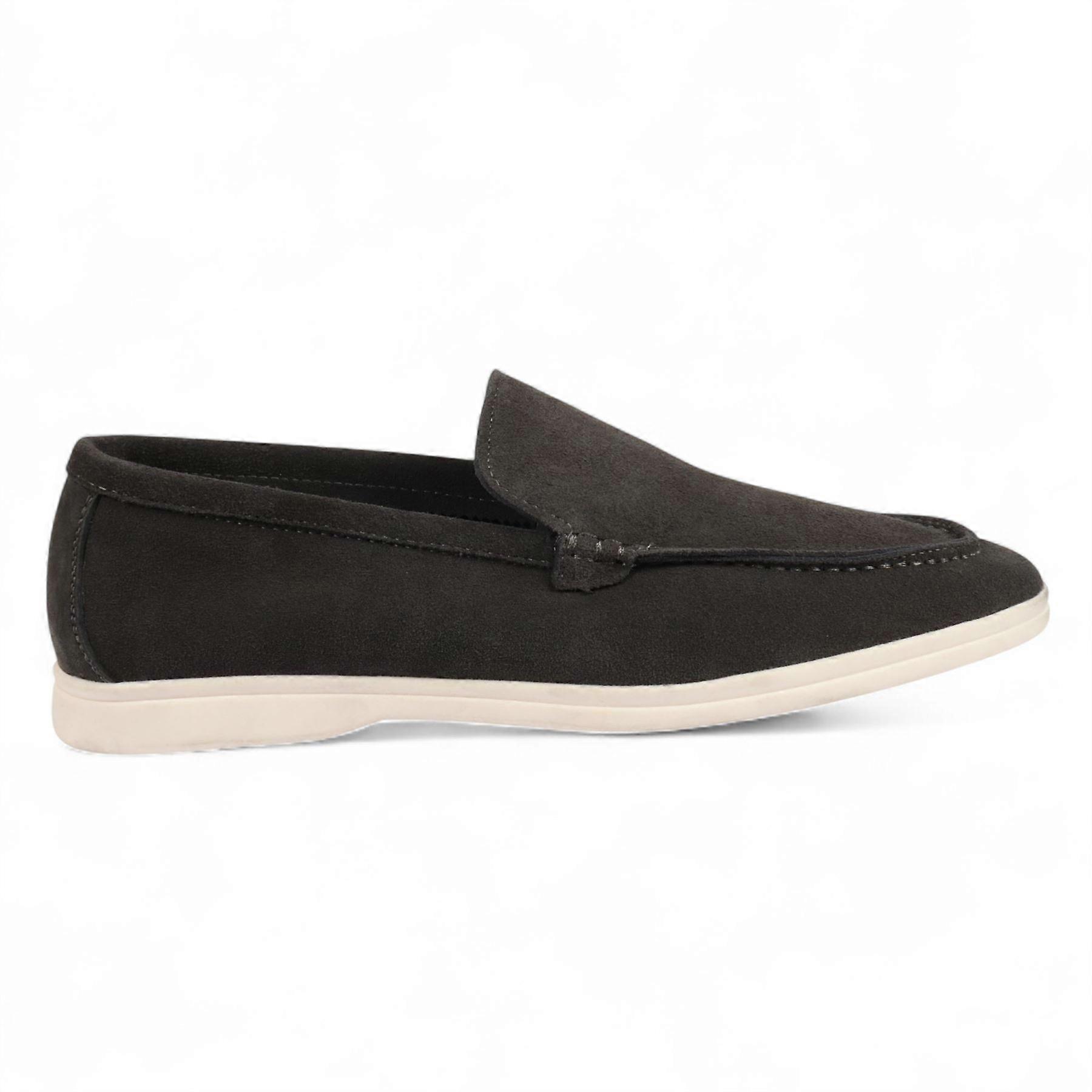 Men’s Durable Black Slip-On Loafers Cushioned Insole Smart Boat Shoes