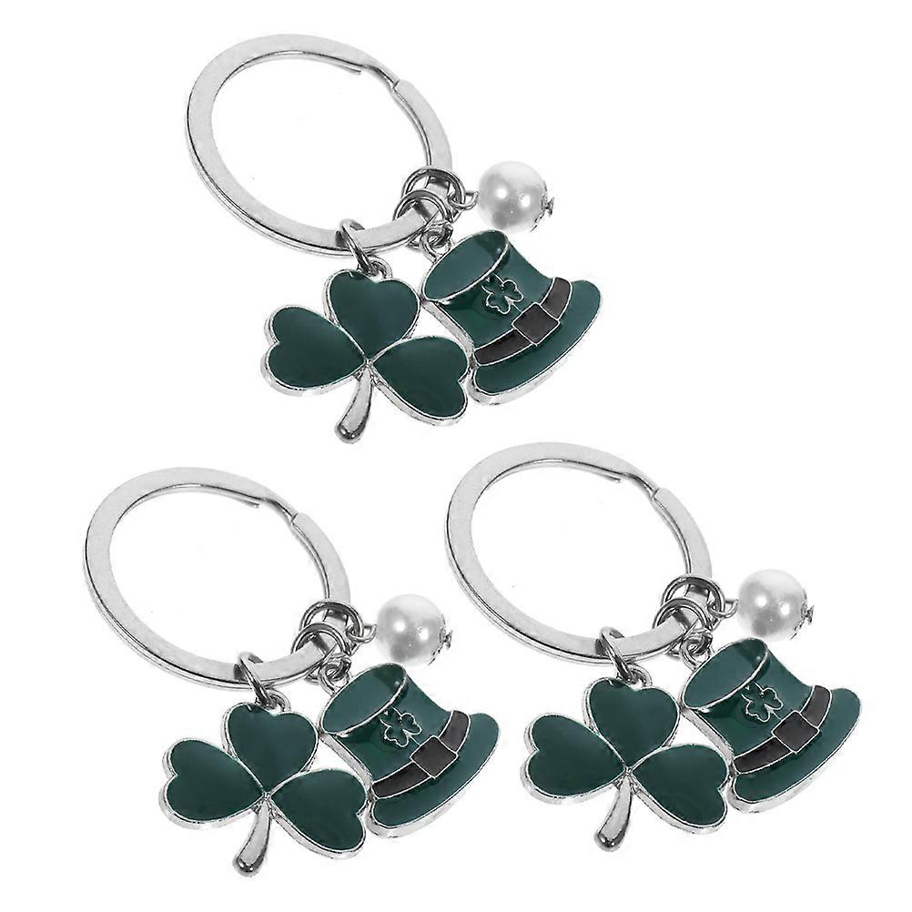 3pcs St. Patrick's Day Shamrock Keychains, Durable Clover Bag Pendants for Backpacks & Handbags, Break Resistant Decorative Charms with Fine