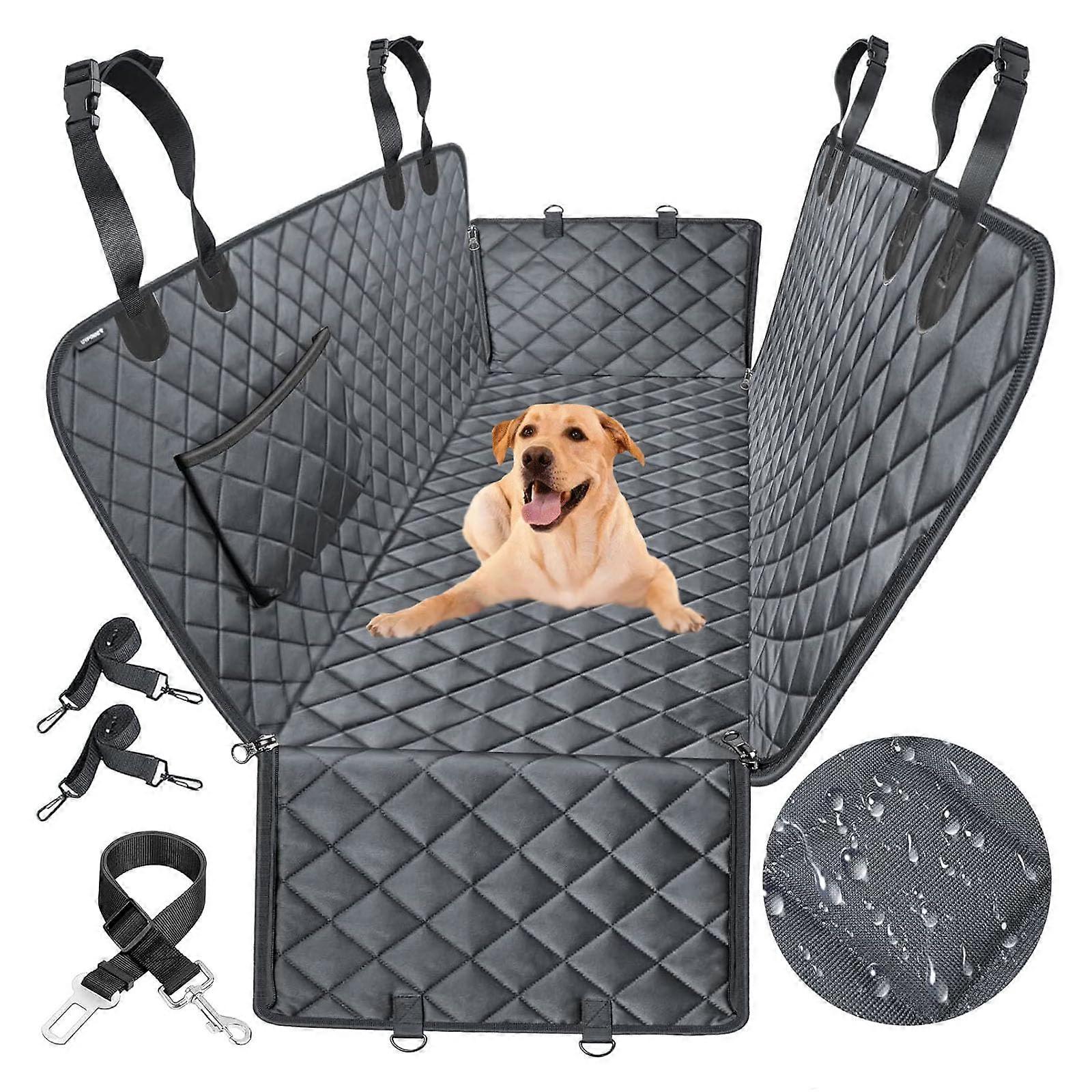 Dog Car Seat Cover, 100% Waterproof, HammockStyle, 600D HeavyDuty, ScratchResistant, NonSlip – Black