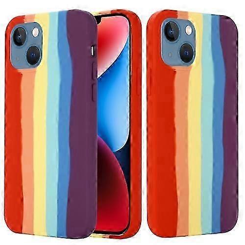 For iPhone 15 Rainbow Liquid Silicone Mobile Phone Case