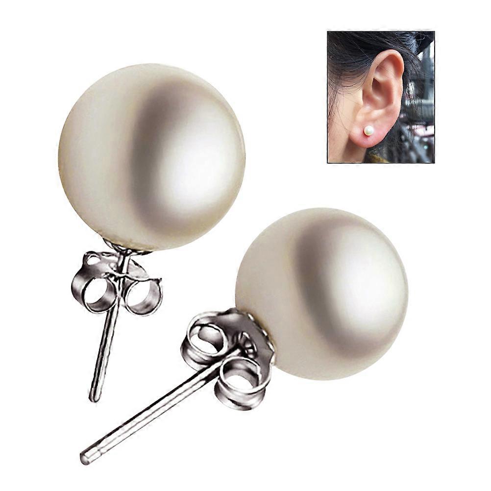 A Pair of Sliver Plating Round Pearl Earrings for Wedding Party (8mm)