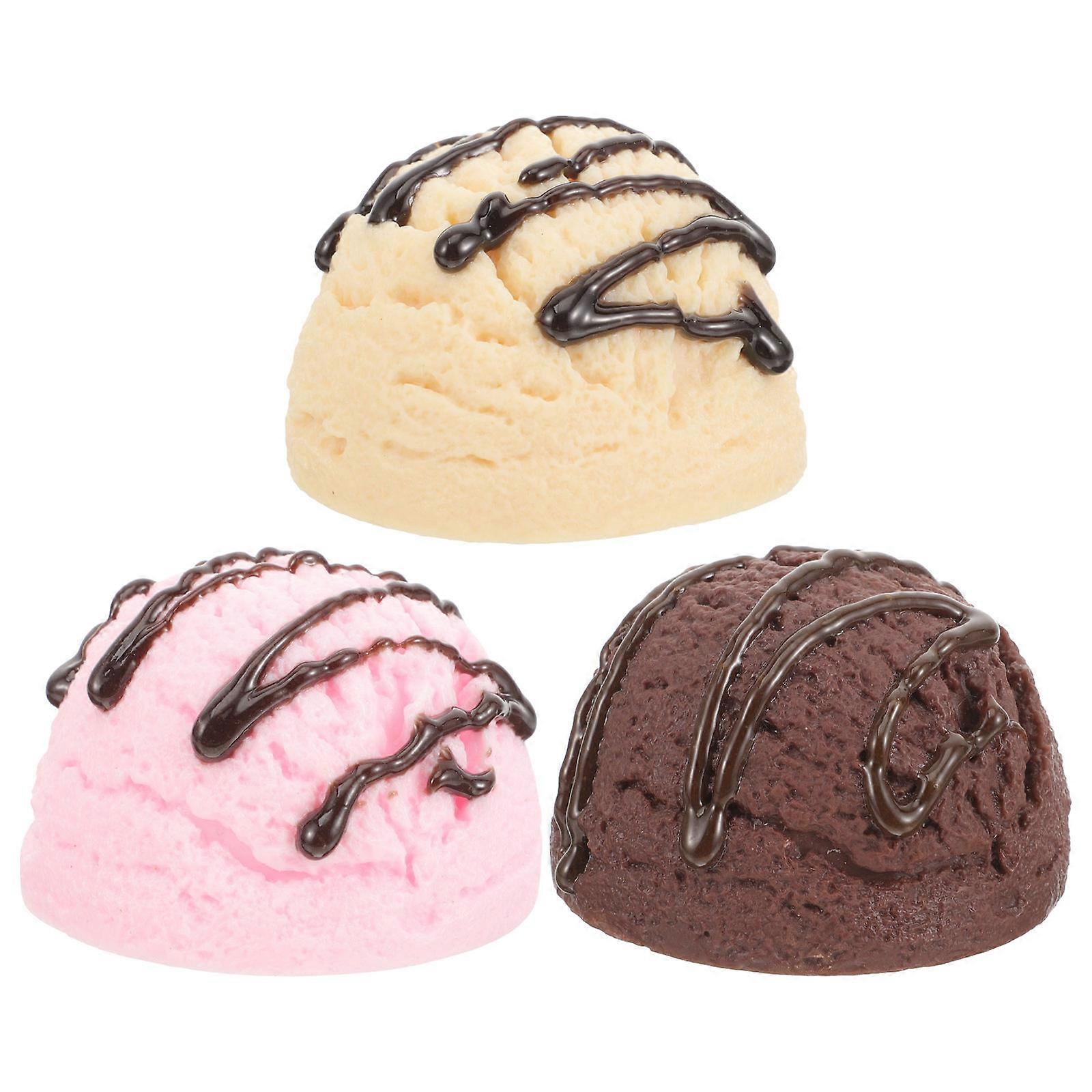 Ice Cream Balls Fake 3Pcs Decorative Showcase Assorted Color Round Props Party Decorations Display