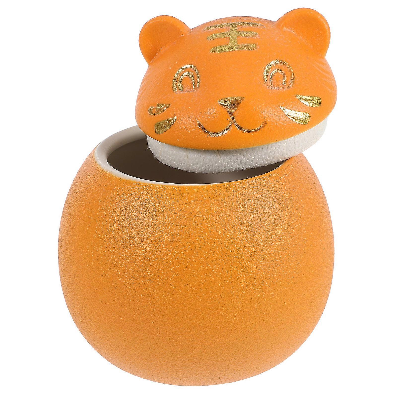 Ceramic Tea Container for Storage Use Orange Color Keeps Loose Tea Fresh and Dry 7.8 x 5.1 Inches