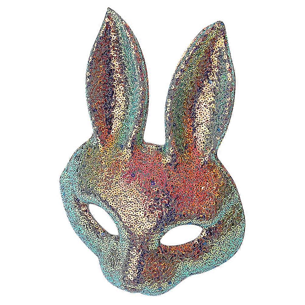 Glitter Bunny Mask for Halloween Costume Parties, Eye Catching Half Face Rabbit Design for Festivals, Reusable Animal Mask for Cosplay and Pranks