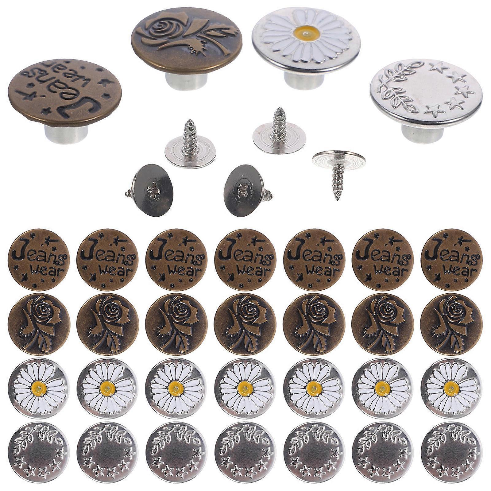 Detachable Metal Buttons 1 Set 48Pcs Adjustable Instant Button For Adult Clothing In Stylish Silver Color