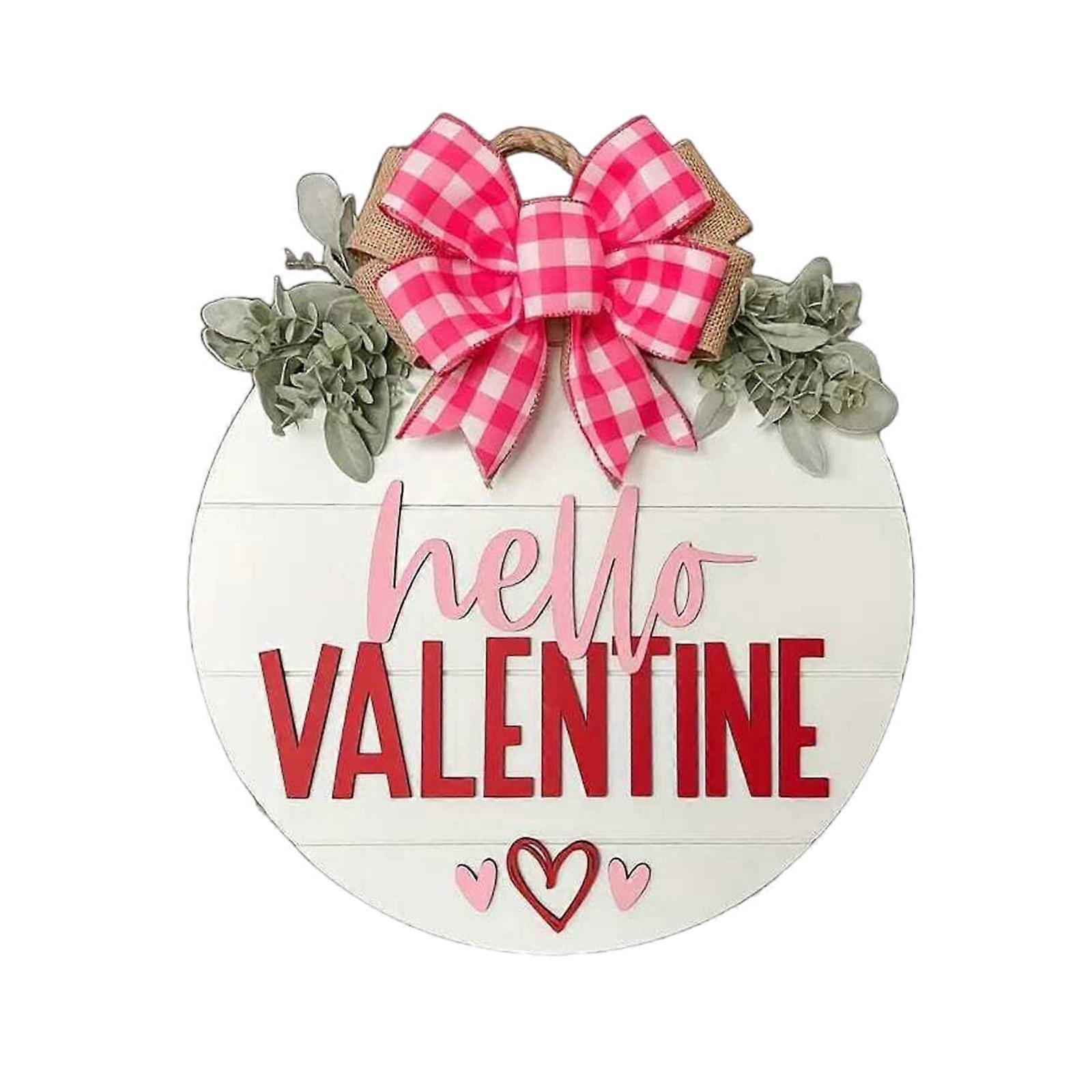Valentine's Day Door Stopper with Redness and Bow Plaques for Decoration in the Entrance Area, 30cm Wood, Red, Modern Design