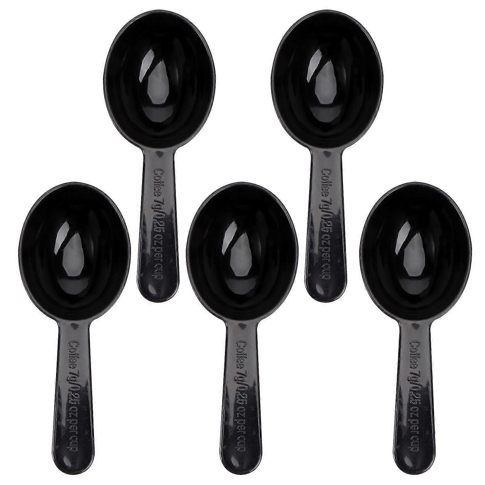 5 Pcs PP Plastic Coffee Bean Measuring Spoons, 7g/0.25oz, Kitchen Tool (Black)