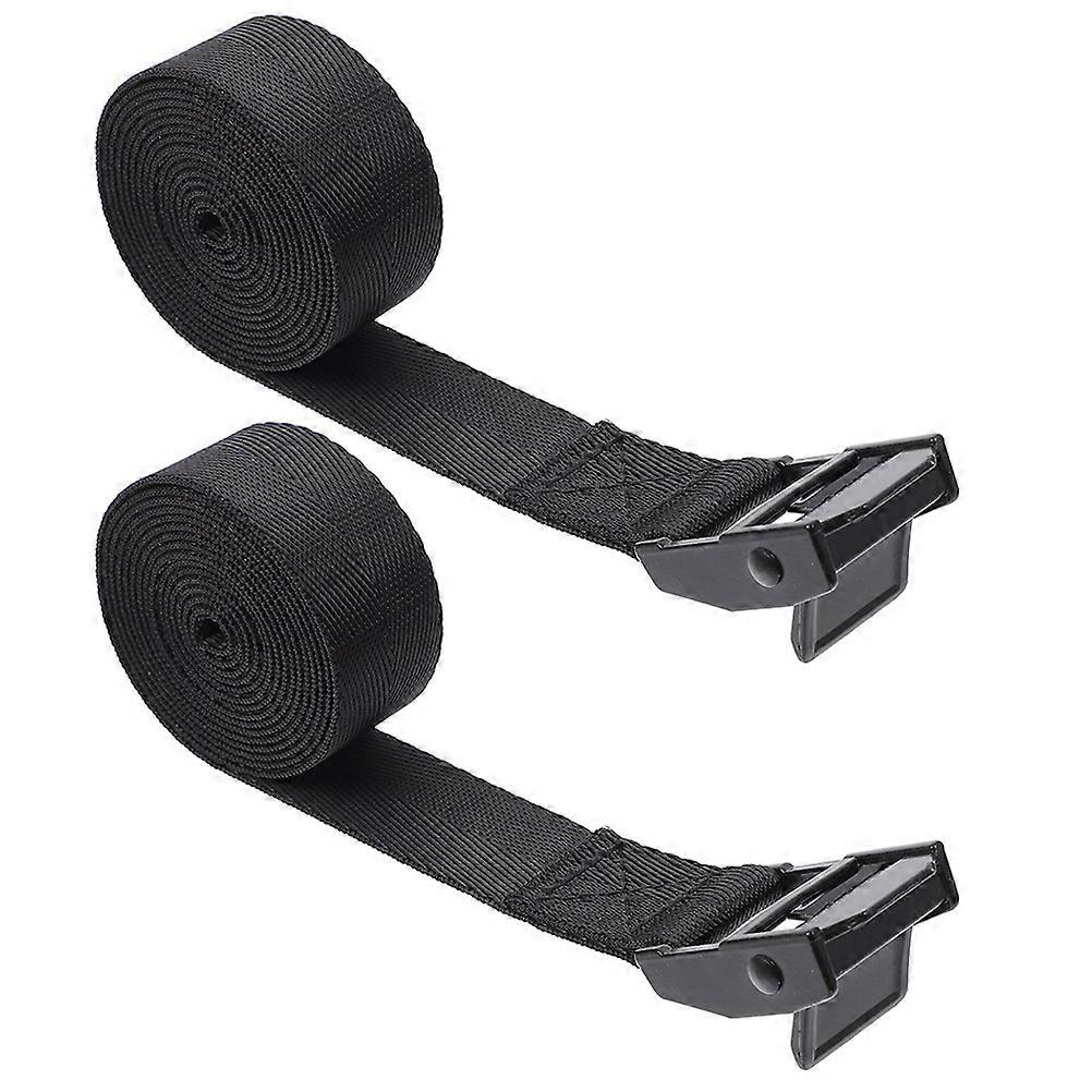 Trailer Battery Box Tie Down Straps Adjustable Buckle Lashing Straps Car Roof Rack Cargo Black Nylon for Fixation 2Pcs