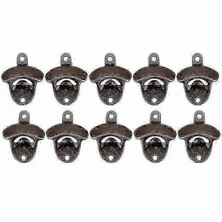 Wall Mounted Beer Bottle Opener Set of 10 pcs - Fixed Hanging Opener for Home Bar or Kitchen