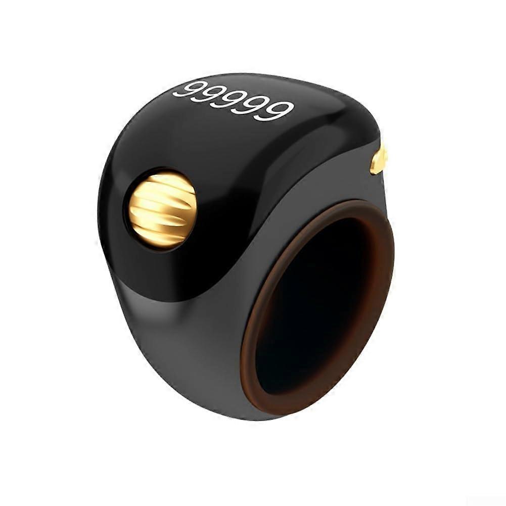 Smart Digital Tally Ring Counter with Adjustable Size, Clear Screen, Rechargeable Battery, Portable Prayer Reminder in Black