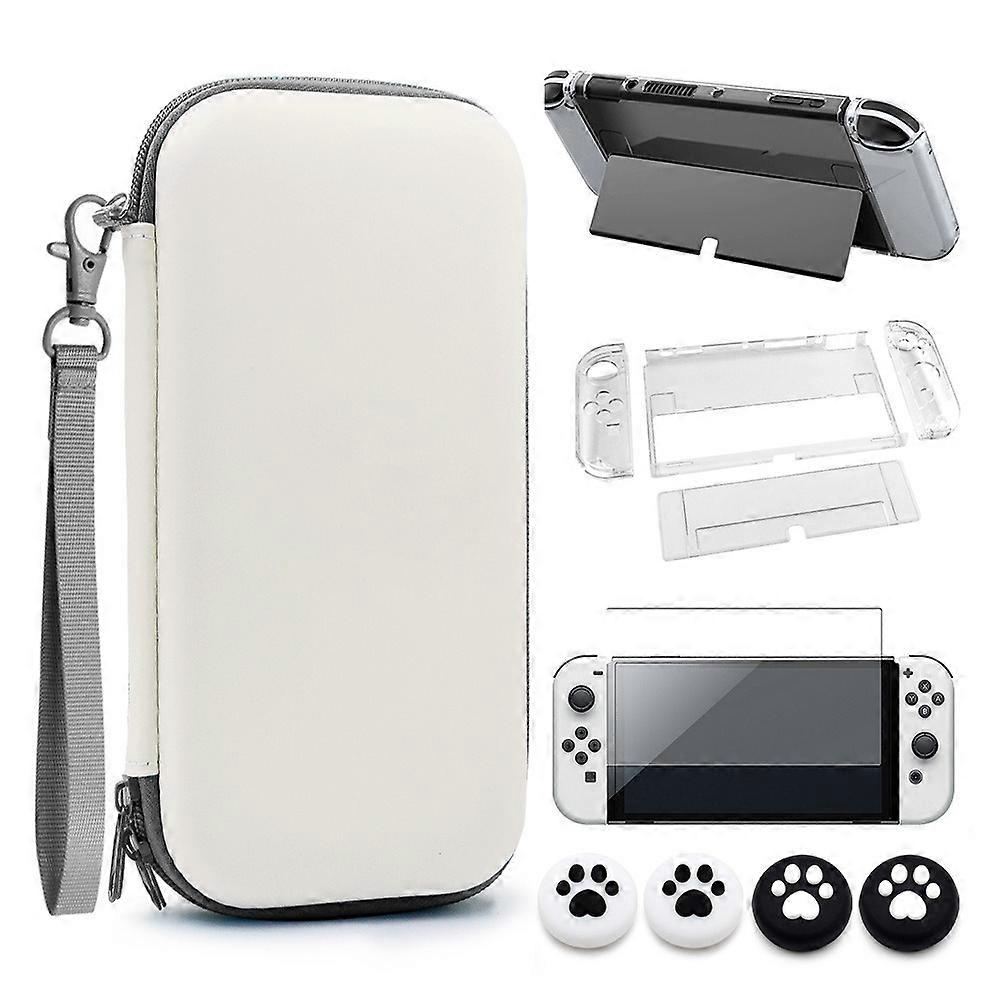 INF Nintendo Switch OLED Carrying Case Set Protective EVA Hard Case with Stand, Protector & Thumb Grip