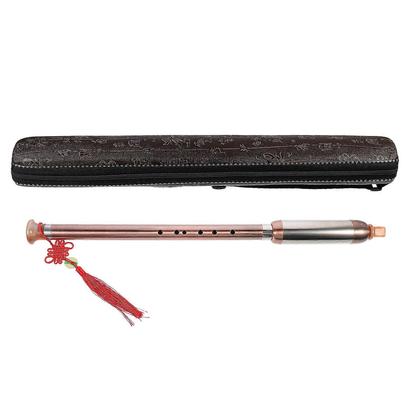 Shatter-Resistant Vertical Blow Bawu for Instrument Practice Sessions Copper-Plated Material with 1 Set