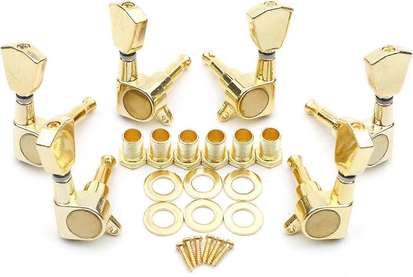 6pcs Gold 3L3R Tuning Key Peg, Guitar Parts 3 Left 3 Right Tuners, String Tuning Pegs Mac