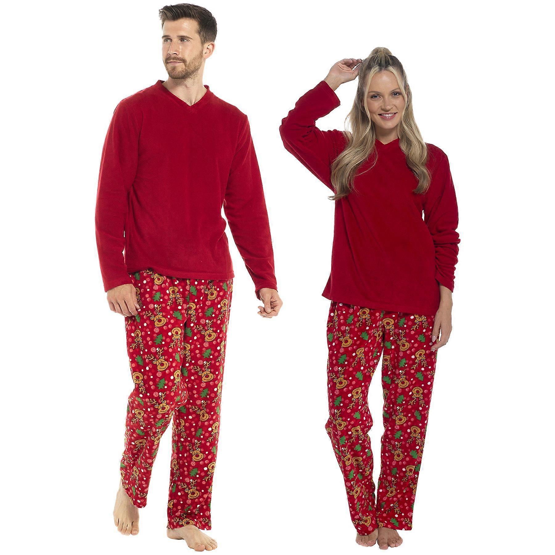 A2Z Mens Women Kids Xmas Pyjama Set Reindeer Pattern Christmas PJs Loungewear