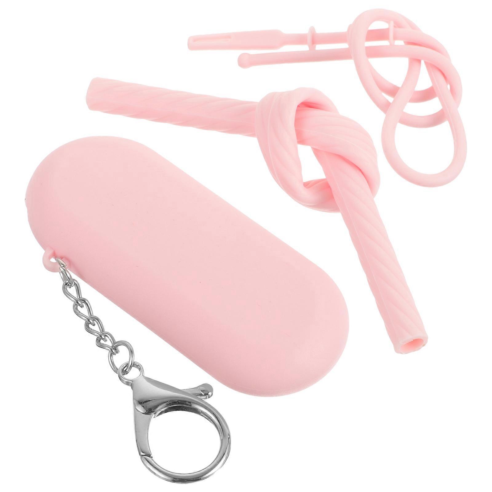 Travel Straw Set Silicone Reusable Straws with Cleaning Tool for Outdoors