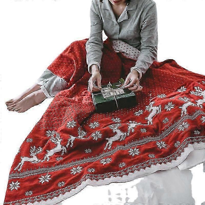 Christmas Throw Blanket Xmas Fleece For Bed Couch Sofa Soft Thickened Knitting