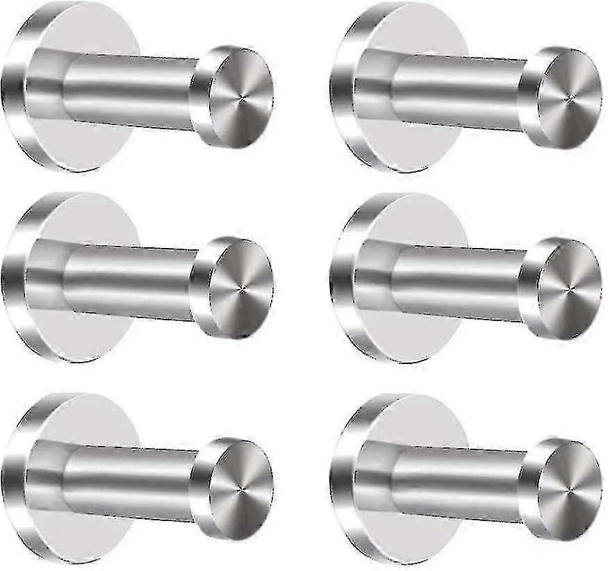 וו חלוק 6 יחידות ווים למעילים מפלדת אל-חלד 304 ווים לדלת לתלייה על הקיר וו מגבת כרום גליל ווים לחלוקים עמידים ניקל מוברש לדלתות