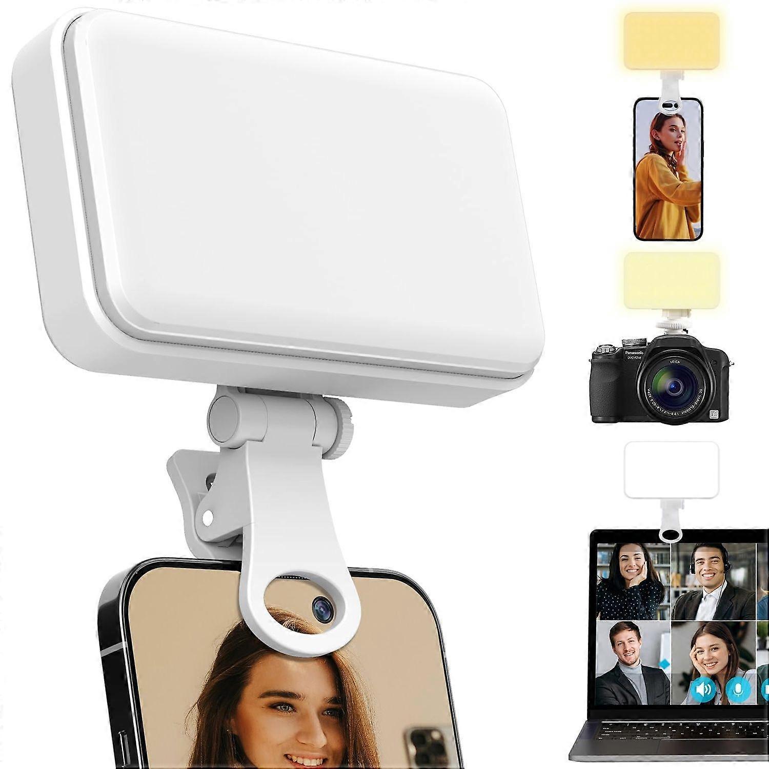 66 LED Portable Selfie Light, iPhone Light with 3 Lighting Modes and 5 Brightness Levels, Clip-on Light for Phone/Camera/Laptop (white)