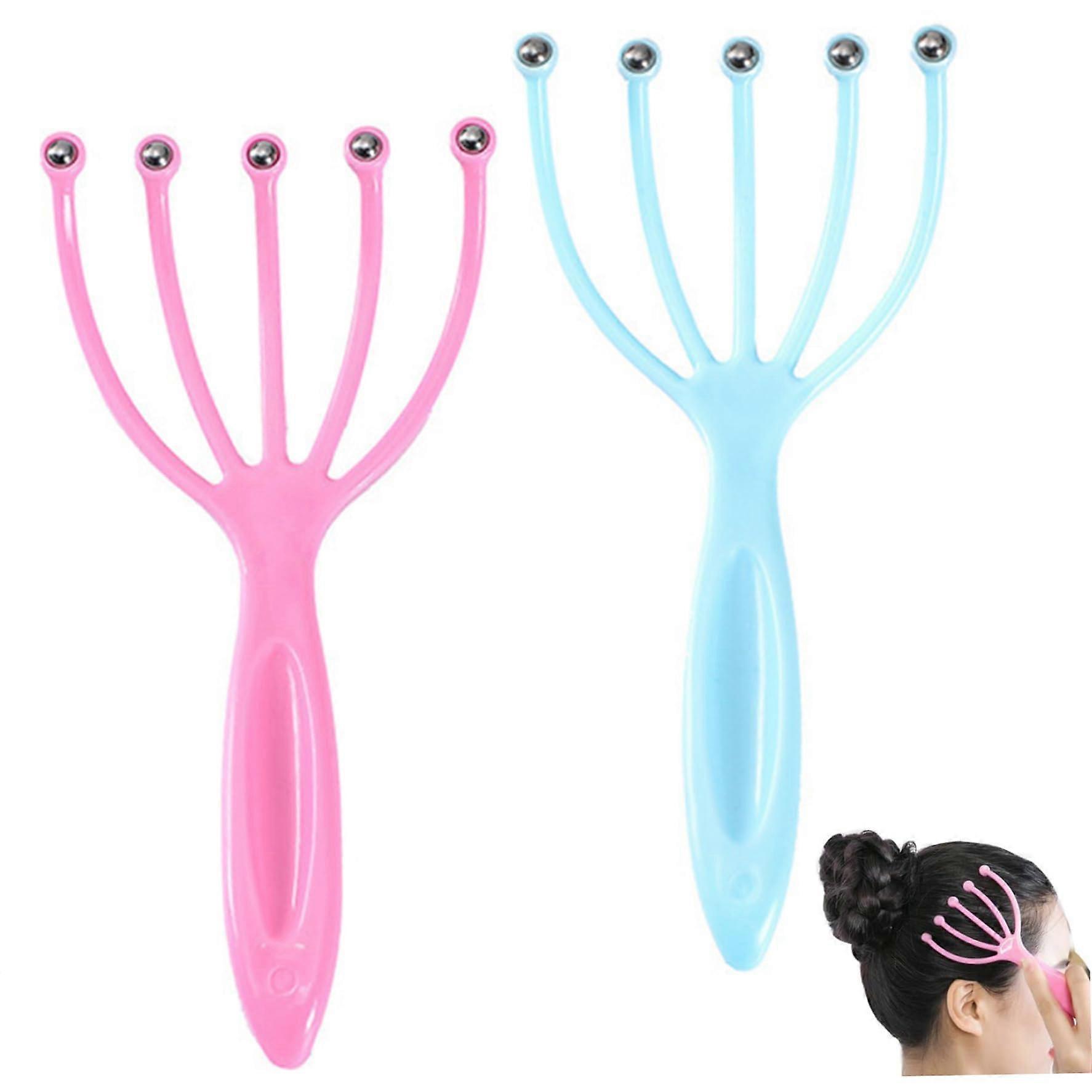 Scalp Massager 2Piece Set, Portable Handheld Head Massager For Stress Relief, Lightweight Claw Head Massage Comb