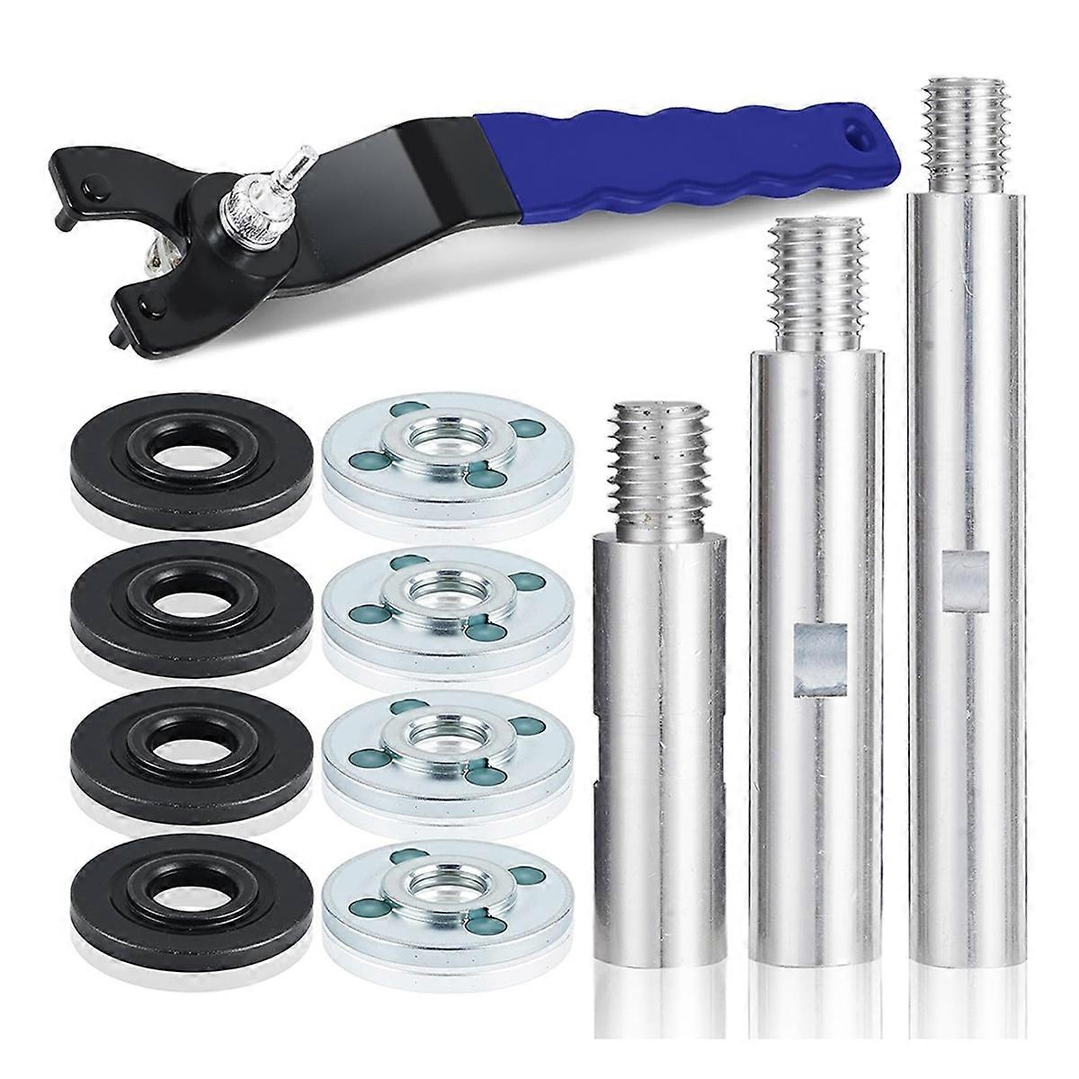 3PCS 5/8inch -11 Angle Grinder Extension Shaft Connecting Rod,4 Sets of Flange Lock Nut for Grinder Car Polisher Airway