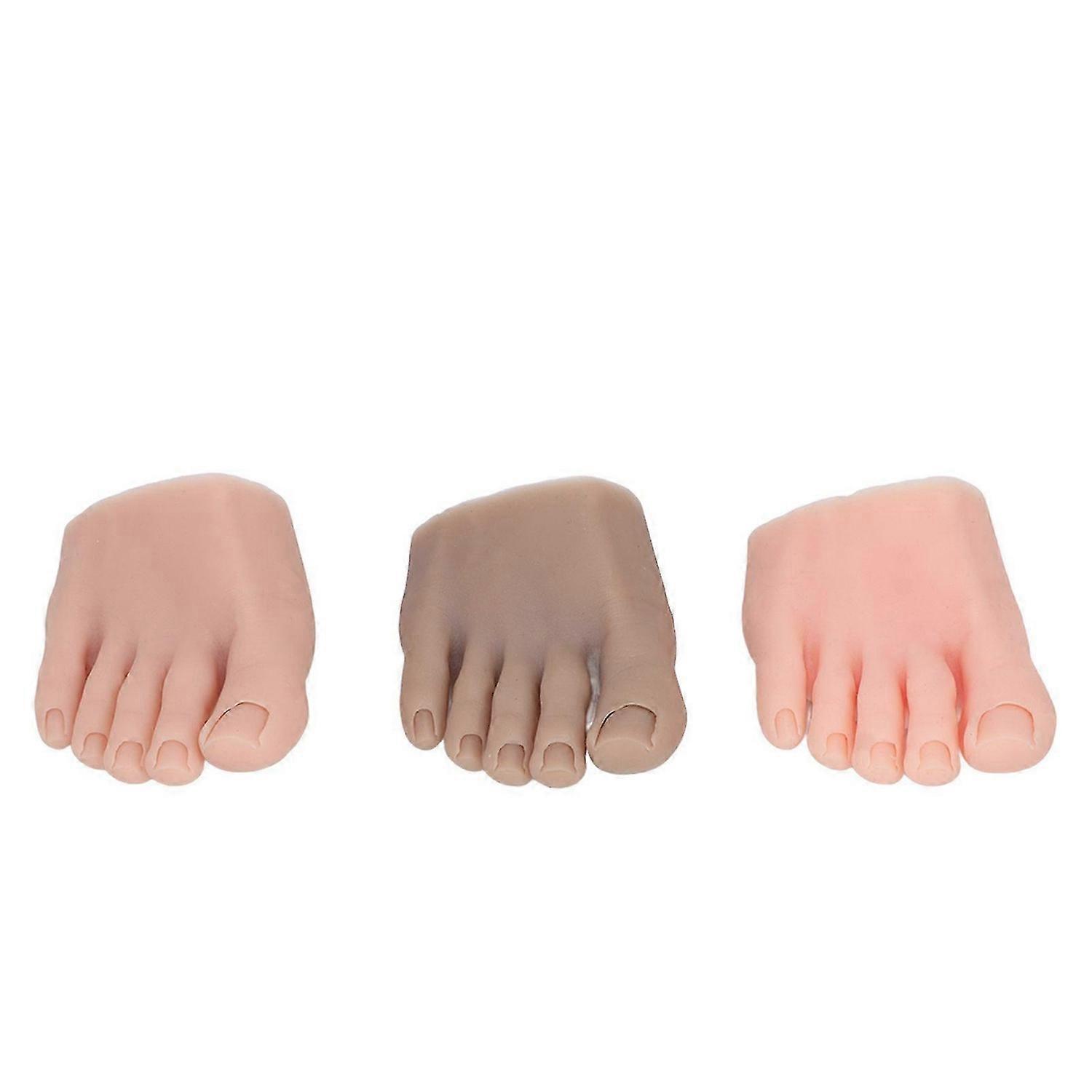 2025 Latest Model 3pcs Tattoo Practice Fake Foot Model Set Soft Silicone Nail ...