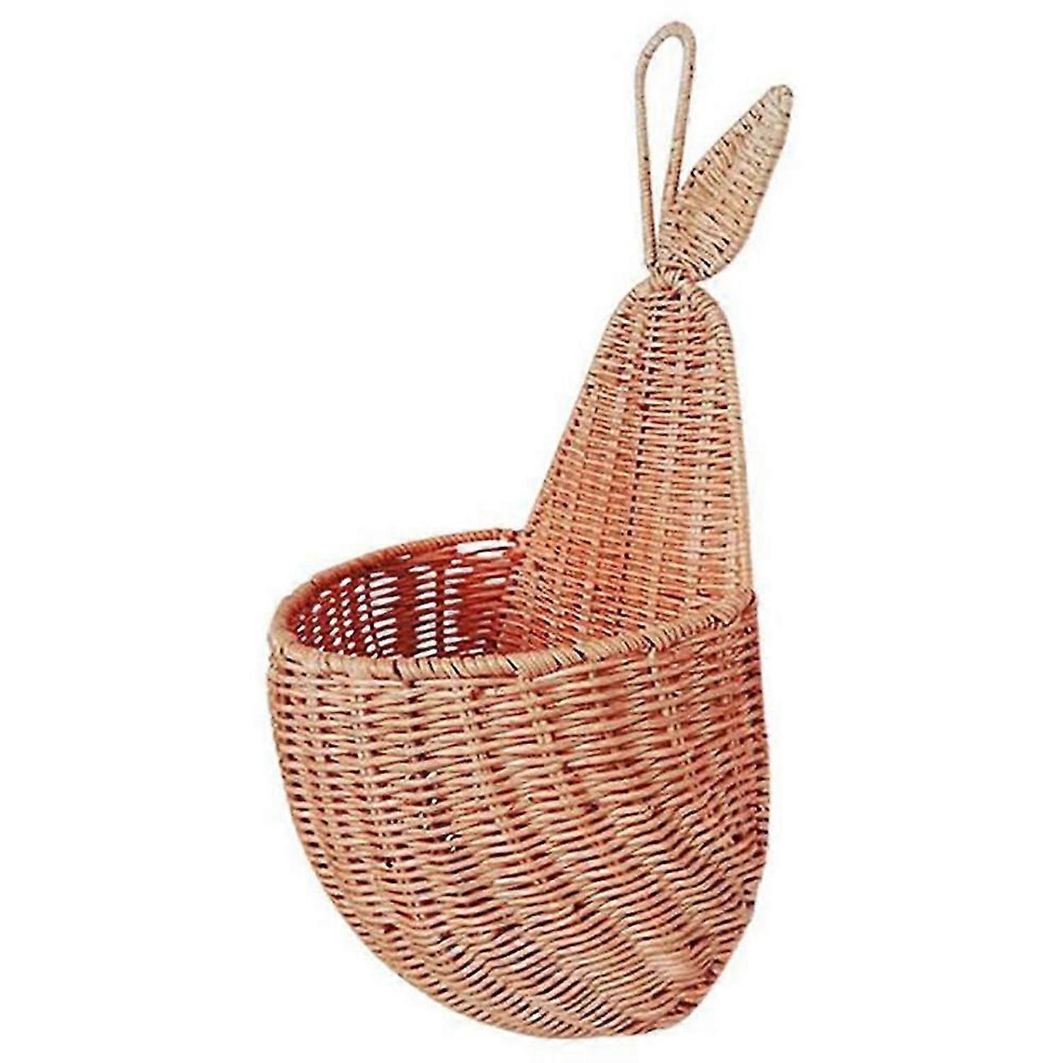 Rattan Pear Shape Storage Basket Handmade Wicker Organizer Nursery