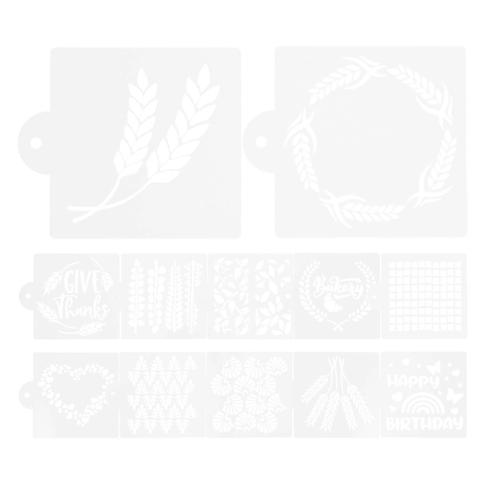 12pcs Bread Stencils Artisan Baking Cake Pie Stencil Cookie Decorating Templates For Sourdough And Birthday Cakes DIY Decor