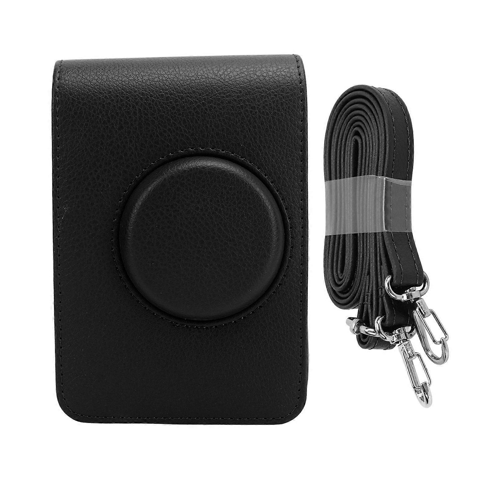 Camera Bag Retro Camera Pouch Case PU Leather Adjustable Strap Soft Liner Camera Protection Case for Mini EVO Black