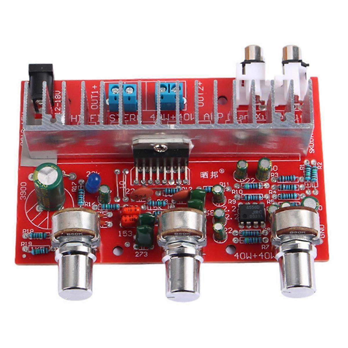 40W+40W Car Stereo Power Amplifier Board DC 12-15V 2.0 Dual Channel Power Amplifier Board TDA7377 Multi-Band Adjustment