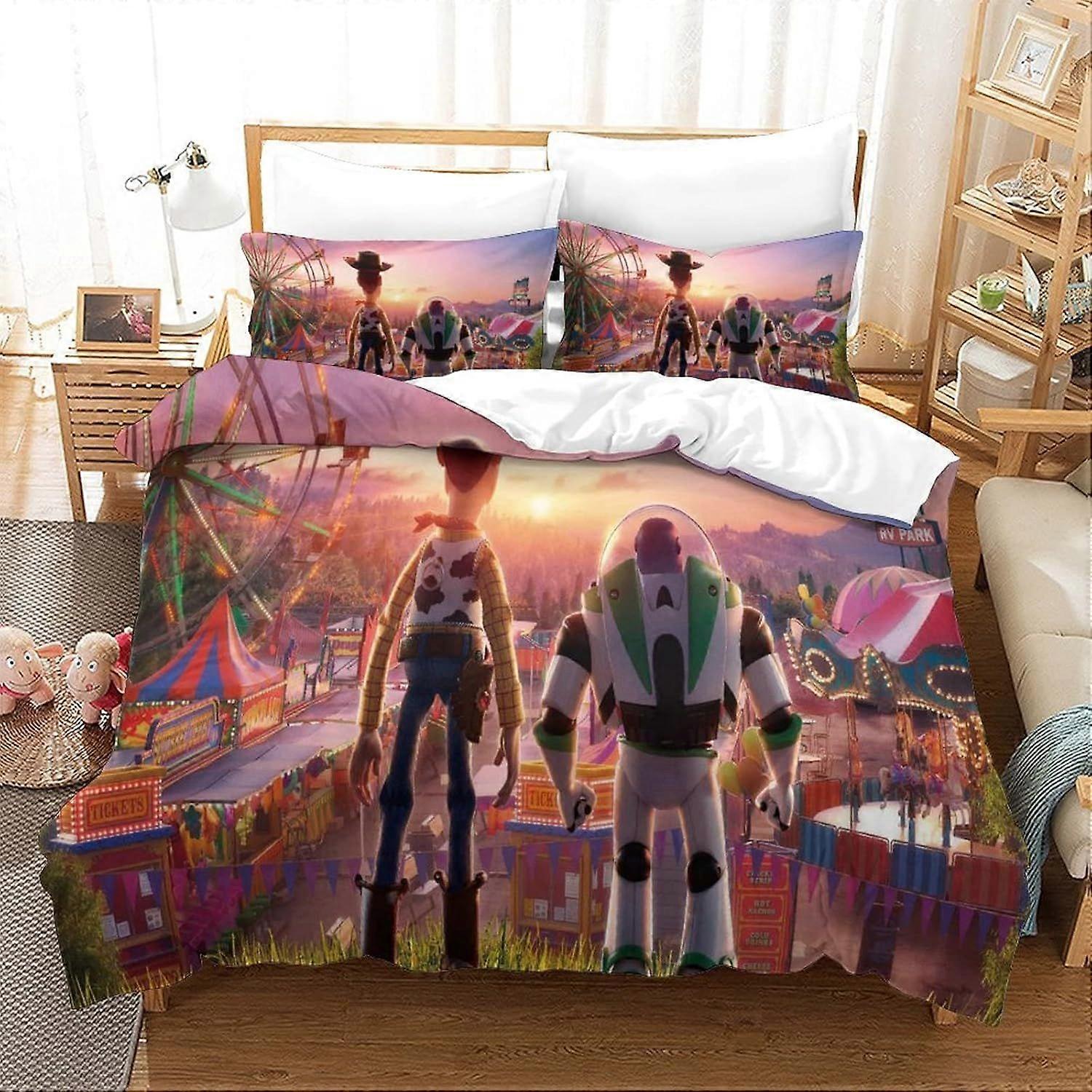 PIN620 Duvet Cover Set Toy Story Bedding Set Comforter Cover Cartoon Anime Movies for Kids Boys Girls Lightweight Microfiber Quilt Double200x200cm