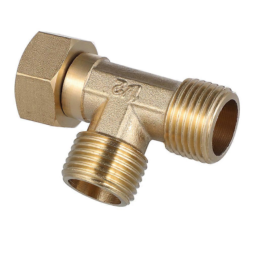 Tee Fitting Brass 90 Degree Connector for Water Pump with 4Pcs Leak-Proof