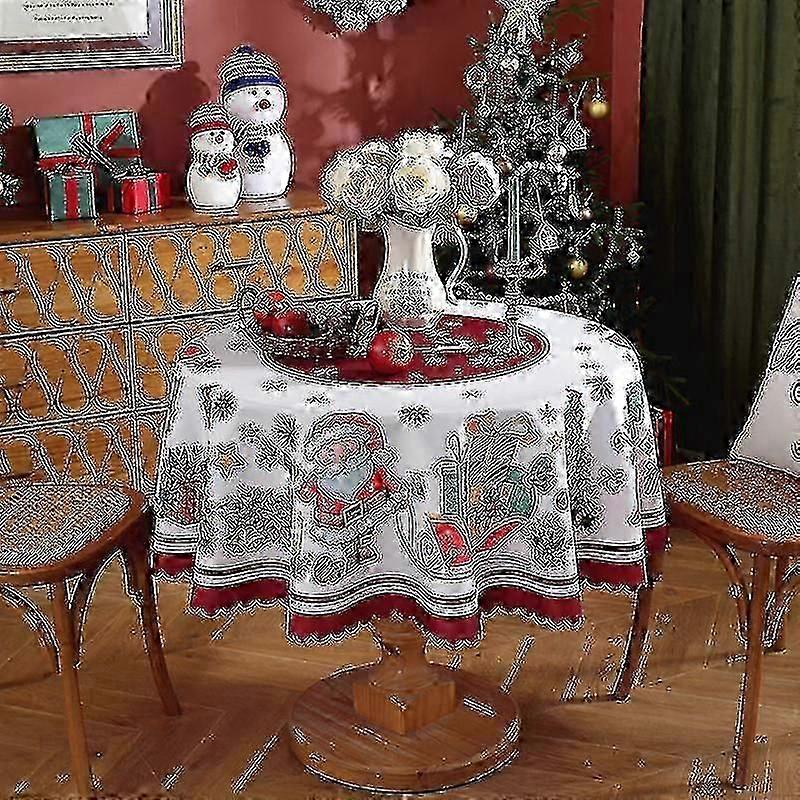 Christmas Tablecloth Round Christmas Tablecloth Washable Christmas Tablecloth - WK