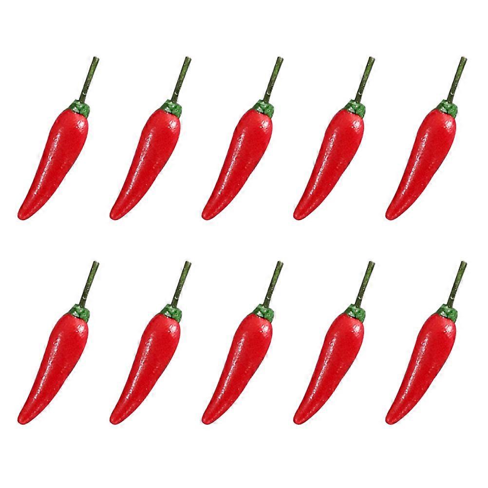 Simulation Pepper Miniature Vegetables for Decor 10Pcs Red Resin Ornaments