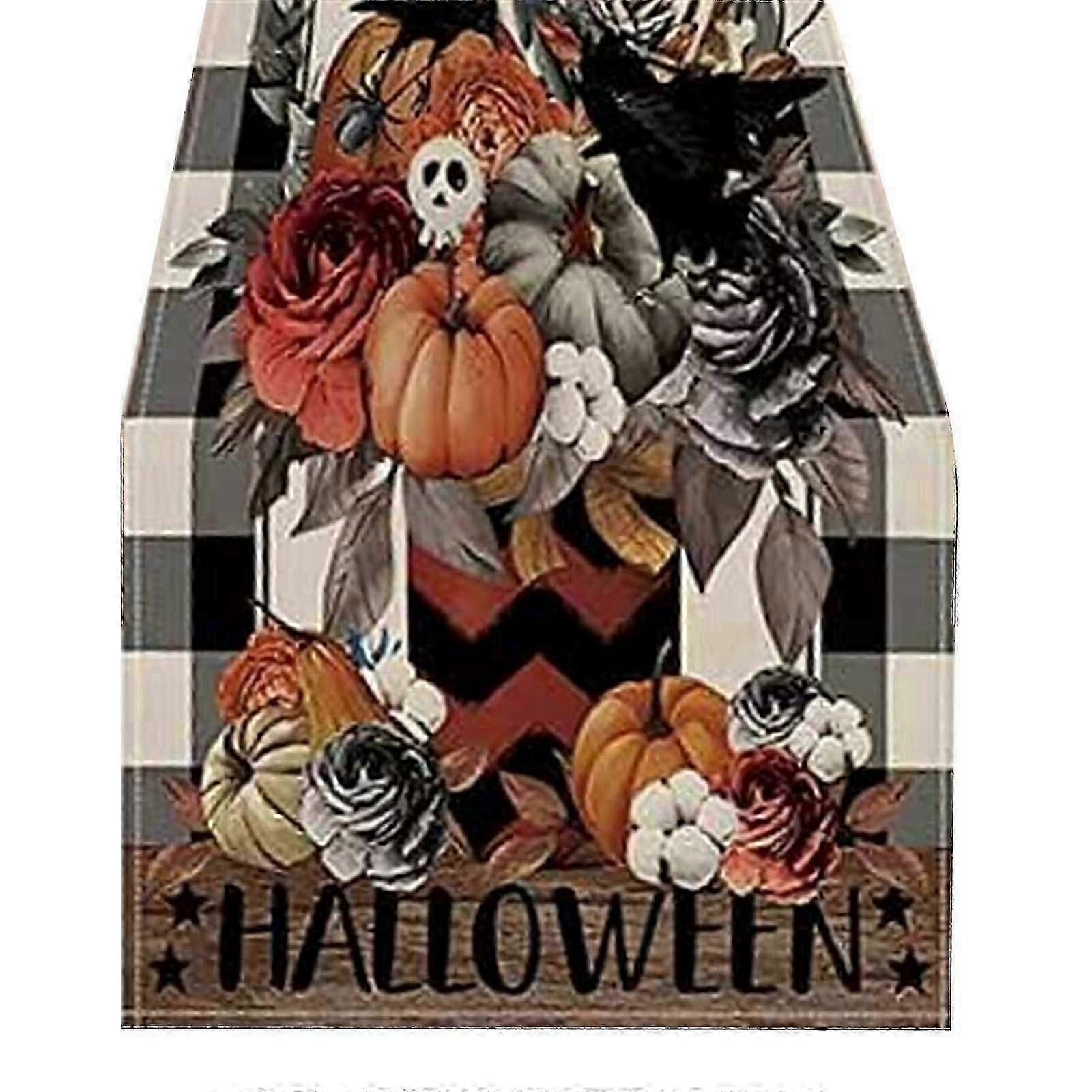 New Halloween Linen Table Flag Pumpkin Skull Printed Tablecloth Holiday Party Decoration Tablecloth Tea Flag